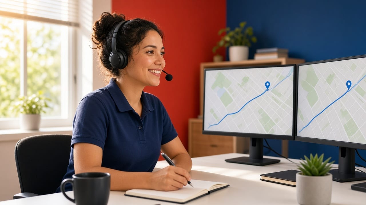 R & M Rides dispatcher confirming a scheduled pickup over a headset